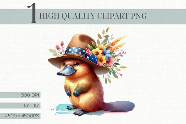 Australian Platypus Clipart, Aussie Wildlife Illustration Sublimation BijouBay 