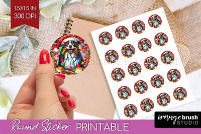 Australian Shepherd Christmas Dog Printable Stickers Sublimation OrangeBrushStudio 