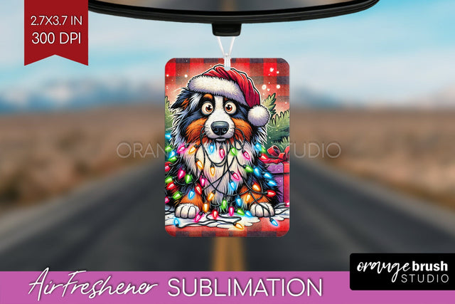 Australian Shepherd Dog Funny Christmas Dog Air Freshener Sublimation OrangeBrushStudio 
