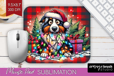Australian Shepherd Dog Funny Christmas Dog Mouse Pad PNG Sublimation OrangeBrushStudio 