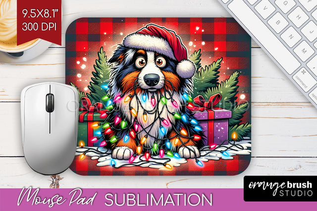 Australian Shepherd Dog Funny Christmas Dog Mouse Pad PNG Sublimation OrangeBrushStudio 