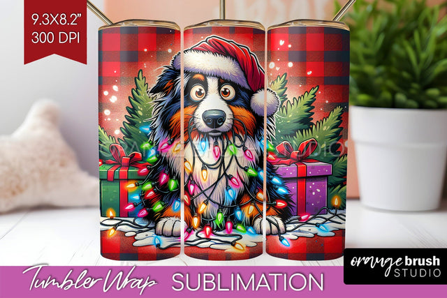 Australian Shepherd Dog Funny Christmas Dog Tumbler Wrap Sublimation OrangeBrushStudio 