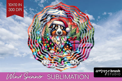Australian Shepherd Dog Funny Christmas Dog Wind Spinner Sublimation OrangeBrushStudio 