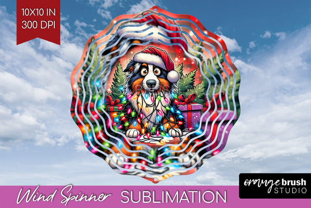 Australian Shepherd Dog Funny Christmas Dog Wind Spinner Sublimation OrangeBrushStudio 