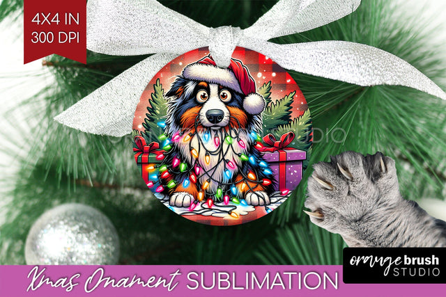 Australian Shepherd Dog Funny Dog Christmas Ornament PNG Sublimation OrangeBrushStudio 