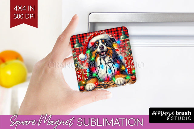 Australian Shepherd Funny Christmas Dog Magnet PNG Sublimation OrangeBrushStudio 