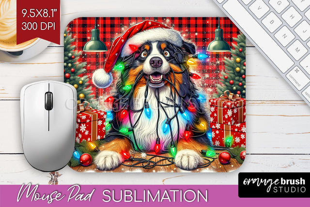 Australian Shepherd Funny Christmas Dog Mouse Pad PNG Sublimation OrangeBrushStudio 