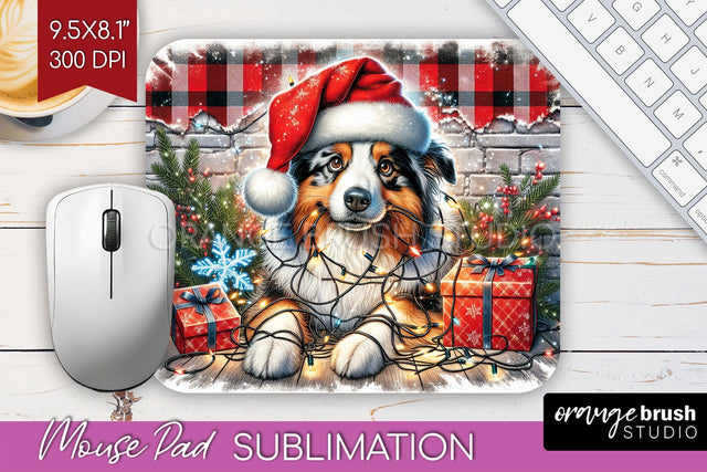 Australian Shepherd Funny Christmas Dog Mouse Pad PNG Sublimation OrangeBrushStudio 