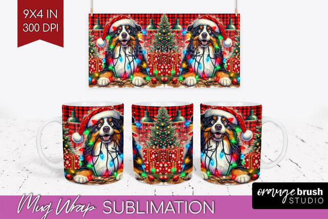 Australian Shepherd Funny Christmas Dog Mug Wrap PNG Sublimation OrangeBrushStudio 