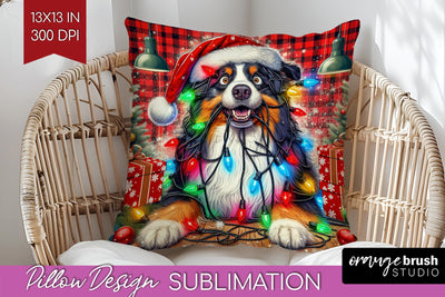 Australian Shepherd Funny Christmas Dog Pillow Cover Sublimation OrangeBrushStudio 