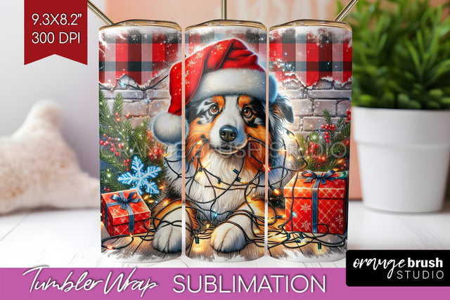 Australian Shepherd Funny Christmas Dog Tumbler Wrap Sublimation OrangeBrushStudio 