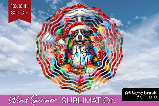 Australian Shepherd Funny Christmas Dog Wind Spinner Sublimation OrangeBrushStudio 