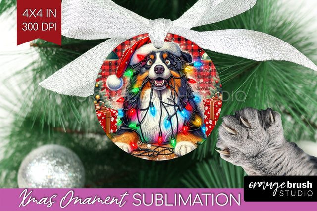 Australian Shepherd Funny Dog Christmas Ornament PNG Sublimation OrangeBrushStudio 