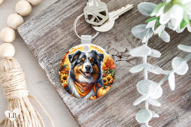 Australian Shepherd Keychain Sublimation, Dog Key Ring PNG Sublimation BijouBay 