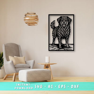 Australian Shepherd Laser SVG, Cute Dog Laser Cut, Pet Lover Design, Digital Download, Dog Art, Laser Engraving File SVG HappyDesignStudio 