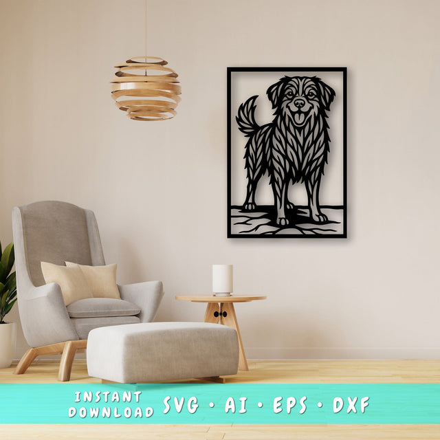 Australian Shepherd Laser SVG, Cute Dog Laser Cut, Pet Lover Design, Digital Download, Dog Art, Laser Engraving File SVG HappyDesignStudio 