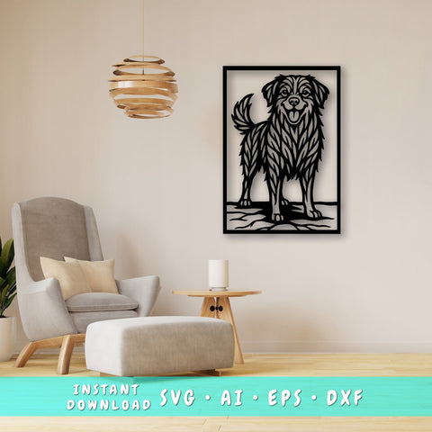 Australian Shepherd Laser SVG, Cute Dog Laser Cut, Pet Lover Design, Digital Download, Dog Art, Laser Engraving File SVG HappyDesignStudio 