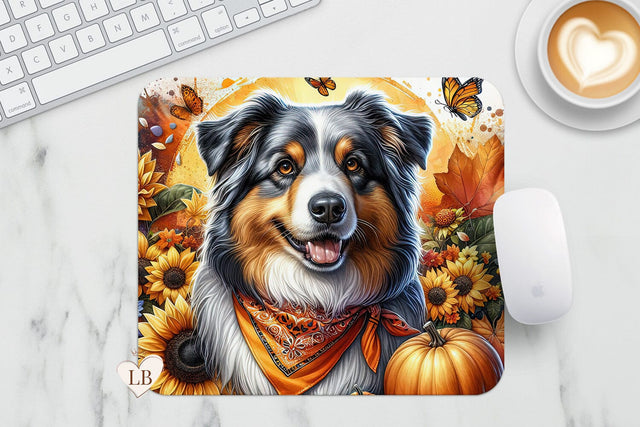 Australian Shepherd Mouse Pad - Autumn Dog Mousepad PNG Sublimation BijouBay 