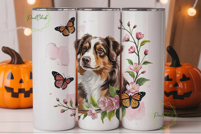 Australian Shepherd Tumbler Wrap PNG Sublimation PixelChick 
