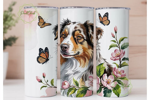 Australian Shepherd Tumbler Wrap PNG Sublimation PixelChick 