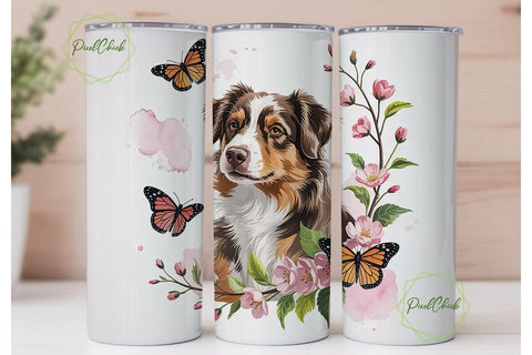 Australian Shepherd Tumbler Wrap PNG Sublimation PixelChick 