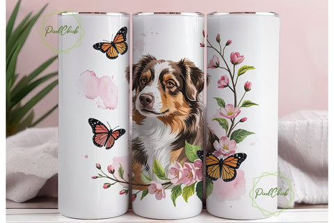 Australian Shepherd Tumbler Wrap PNG Sublimation PixelChick 