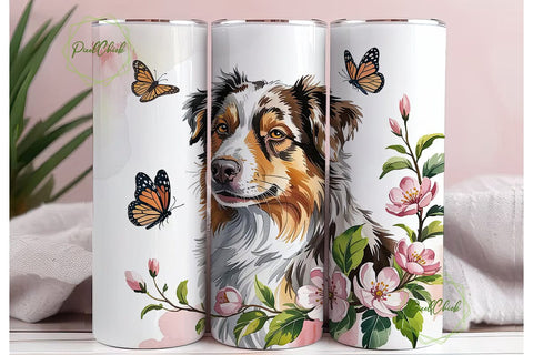 Australian Shepherd Tumbler Wrap PNG Sublimation PixelChick 