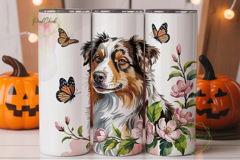 Australian Shepherd Tumbler Wrap PNG Sublimation PixelChick 