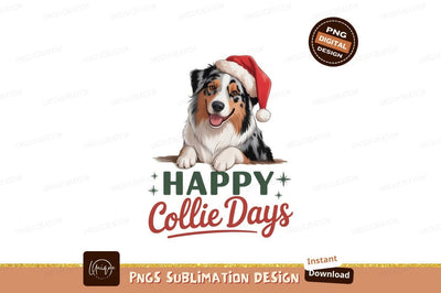Australian Shepherd wearing Santa hat christmas Sublimation Designangry 