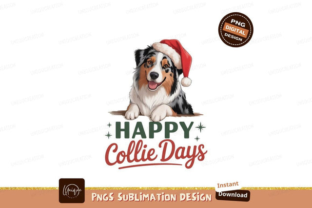 Australian Shepherd wearing Santa hat christmas Sublimation Designangry 