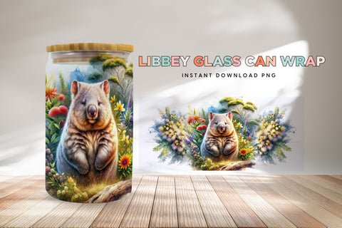 Australian Wombat Glass Can Wrap Sublimation Design Sublimation BijouBay 