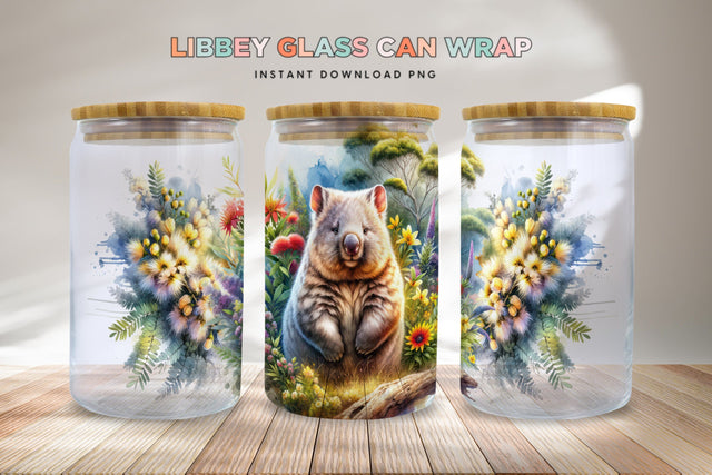 Australian Wombat Glass Can Wrap Sublimation Design Sublimation BijouBay 