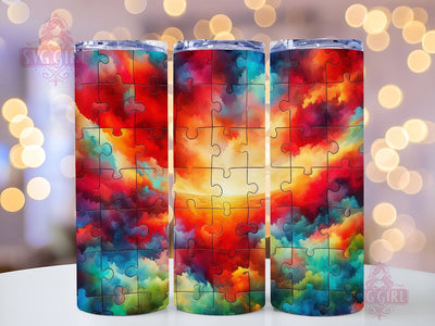 Autism 20oz Tumbler Wrap Sublimation Design, Straight Tapered Tumbler Wrap, Autism Awareness Tumbler Png, Instant Digital Download Sublimation SvggirlplusArt 