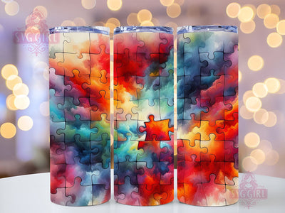 Autism 20oz Tumbler Wrap Sublimation Design, Straight Tapered Tumbler Wrap, Autism Awareness Tumbler Png, Instant Digital Download Sublimation SvggirlplusArt 