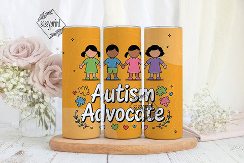 Autism Advocate 20oz Tumbler Wrap Sublimation sassyprint 