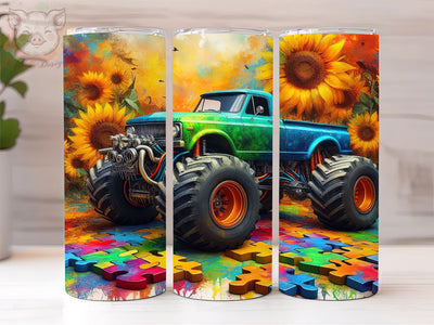 Autism Awareness 20oz Tumbler Png, Sublimation Design, Monster Truck Tumbler Png, Digital Download PNG Sublimation Lara' s Designs 