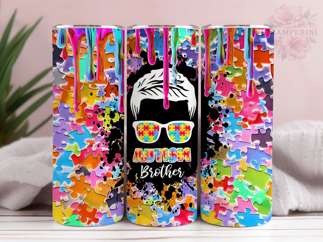 Autism Awareness 20oz Tumbler Wrap PNG, Autism Awareness Puzzle Broher Tumbler Png, Straight & Tapered Tumbler Wrap, Instant Digital Download Sublimation Li Zamperini 