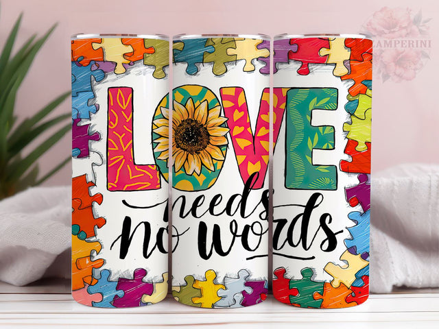 Autism Awareness 20oz Tumbler Wrap PNG, Love Needs No Words Tumbler Png, Straight & Tapered Tumbler Wrap, Instant Digital Download Sublimation Li Zamperini 