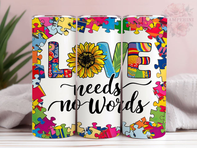 Autism Awareness 20oz Tumbler Wrap PNG, Love Needs No Words Tumbler Png, Straight & Tapered Tumbler Wrap, Instant Digital Download Sublimation Li Zamperini 