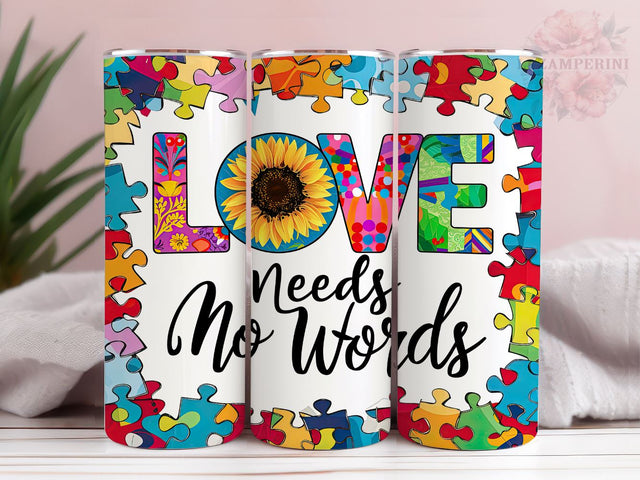 Autism Awareness 20oz Tumbler Wrap PNG, Love Needs No Words Tumbler Png, Straight & Tapered Tumbler Wrap, Instant Digital Download Sublimation Li Zamperini 