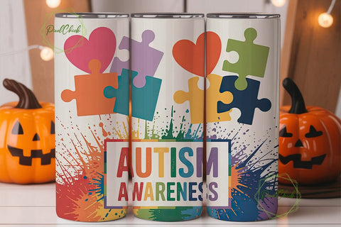 Autism Awareness 20oz Tumbler Wrap Sublimation PixelChick 
