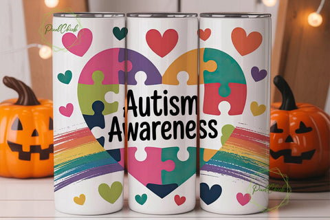 Autism Awareness 20oz Tumbler Wrap Sublimation PixelChick 