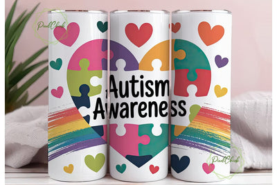 Autism Awareness 20oz Tumbler Wrap Sublimation PixelChick 