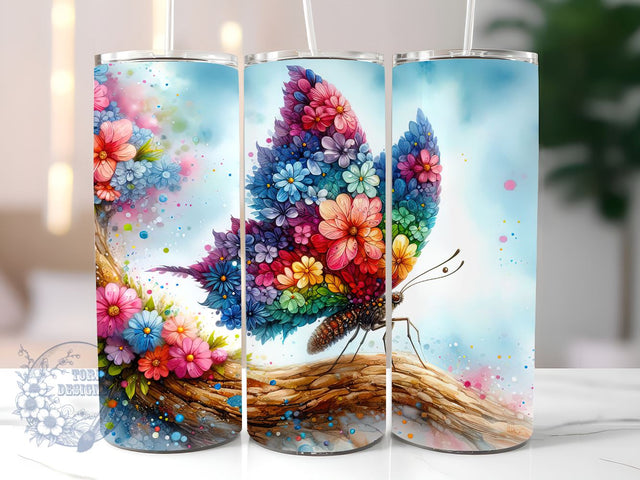 Autism Awareness Butterfly 20oz Skinny Tumbler, Butterfly Tumbler Png, Straight & Tapered Tumbler Wrap, Instant Digital Download Sublimation ToriDesigns 