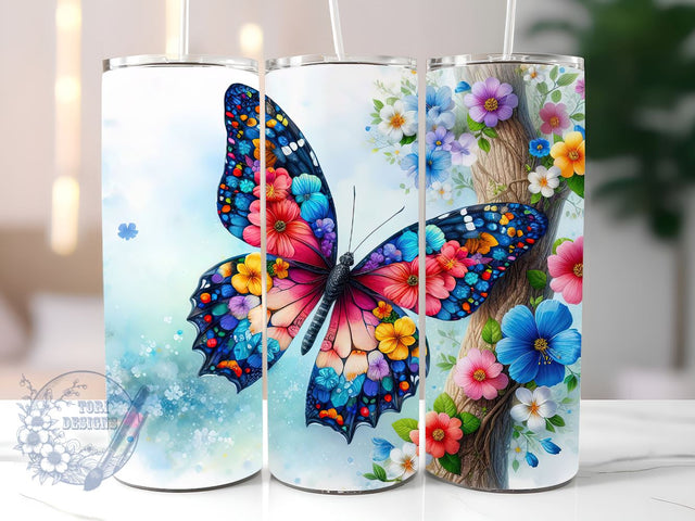 Autism Awareness Butterfly 20oz Skinny Tumbler, Butterfly Tumbler Png, Straight & Tapered Tumbler Wrap, Instant Digital Download Sublimation ToriDesigns 