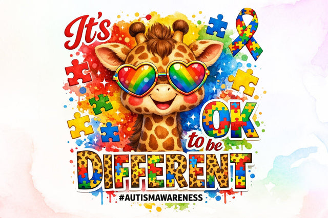 Autism Awareness Giraffe PNG Sublimation designartist 
