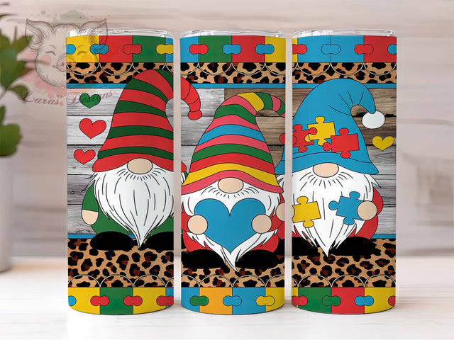 Autism Awareness Gnome Tumbler Wrap, Gnome Tumbler Design, 20oz Skinny Tumbler Wrap, Sublimation Autism PNG, Cute Gnomes Tumbler, Neurodiversity Tumbler Wrap Sublimation Lara' s Designs 