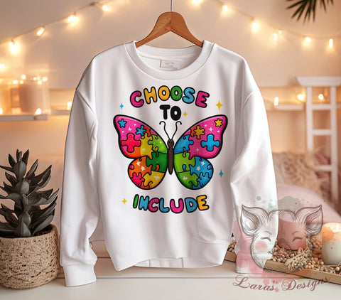 Autism Awareness Graphic, Choose To Include Design, Neurodiversity PNG, Colorful Puzzle Piece Art, Disability Awareness Download, Special Needs Sublimation, Inclusive Design Sublimation Lara' s Designs 