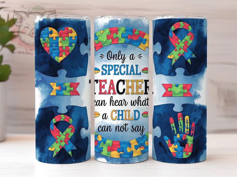 Autism Awareness Inspirational Teacher Tumbler, Autism Awareness Design, 20oz Skinny Tumbler, Sublimation Design, Teacher Appreciation Gift, Special Education Tumbler Sublimation Lara' s Designs 