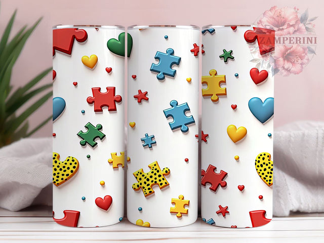 Autism Awareness Leopard Print 20oz Tumbler Wrap, Sublimation Cup, Autism Gifts, Seamless Design Tumblers, Personalized Tumblers Sublimation Li Zamperini 